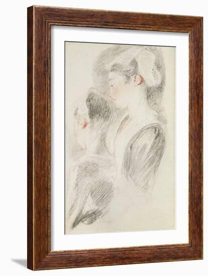 Two Studies of a Woman-Jean Antoine Watteau-Framed Giclee Print