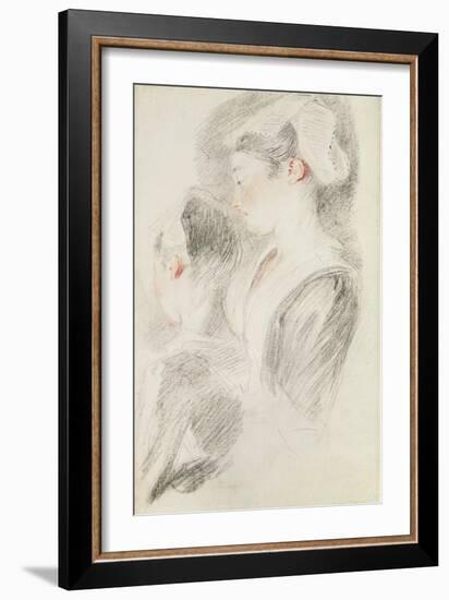 Two Studies of a Woman-Jean Antoine Watteau-Framed Giclee Print