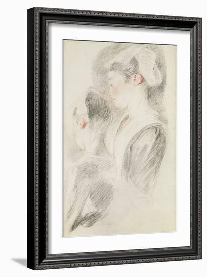 Two Studies of a Woman-Jean Antoine Watteau-Framed Giclee Print