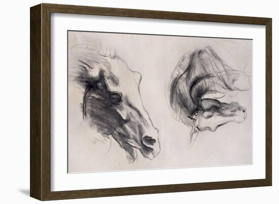 Two Studies of Horses' Heads-John Singer Sargent-Framed Giclee Print