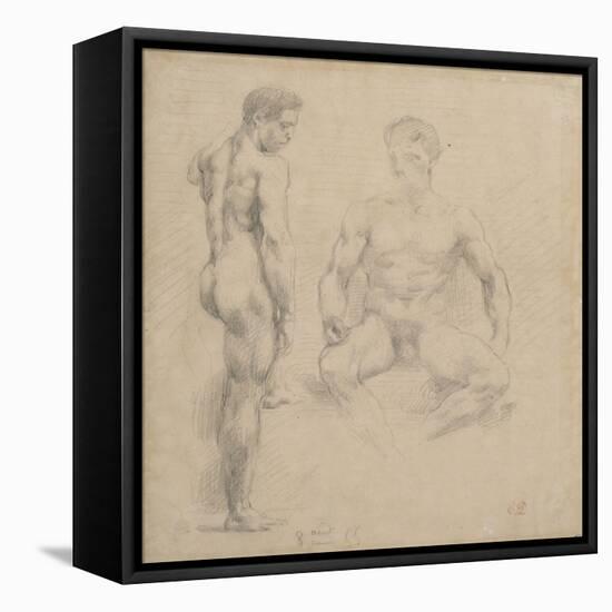 Two Studies of Nude Men One Standing, Another Sitting-Eugene Delacroix-Framed Premier Image Canvas