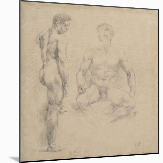 Two Studies of Nude Men One Standing, Another Sitting-Eugene Delacroix-Mounted Giclee Print