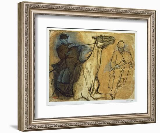 Two Studies of Riders-Edgar Degas-Framed Giclee Print