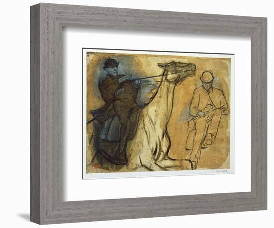 Two Studies of Riders-Edgar Degas-Framed Giclee Print