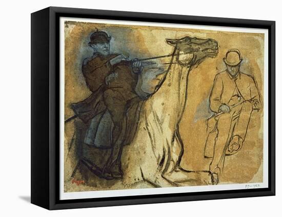 Two Studies of Riders-Edgar Degas-Framed Premier Image Canvas