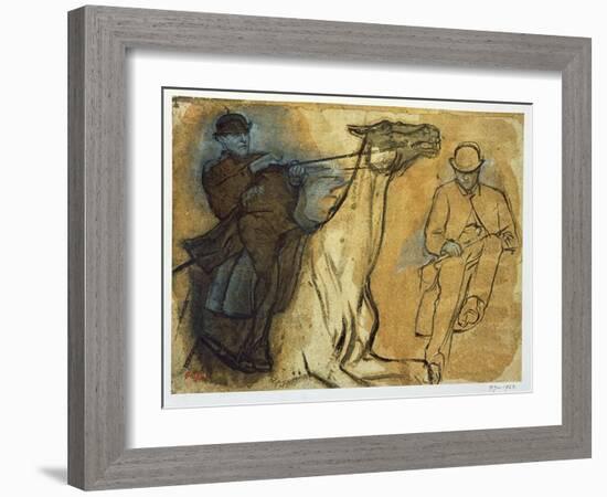 Two Studies of Riders-Edgar Degas-Framed Giclee Print