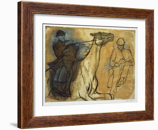 Two Studies of Riders-Edgar Degas-Framed Giclee Print