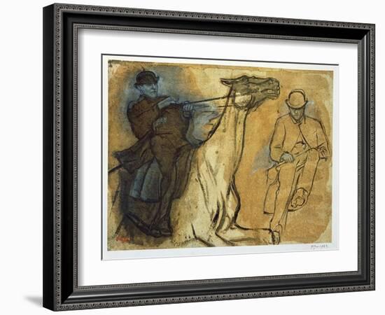 Two Studies of Riders-Edgar Degas-Framed Giclee Print