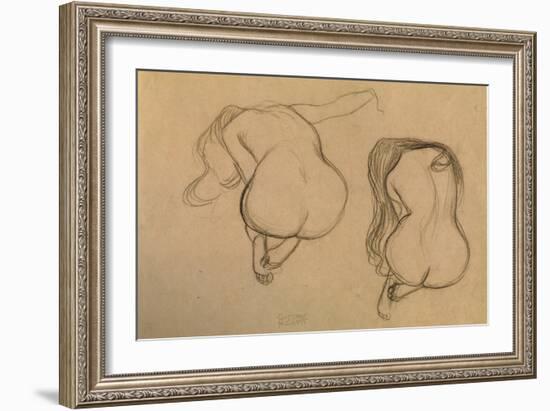 Two Studies of Seated Nude-Gustav Klimt-Framed Giclee Print