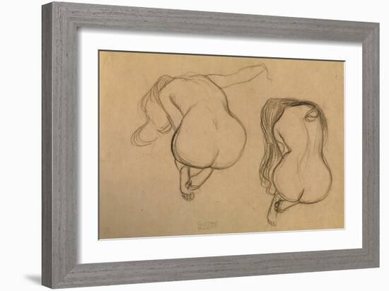 Two Studies of Seated Nude-Gustav Klimt-Framed Giclee Print