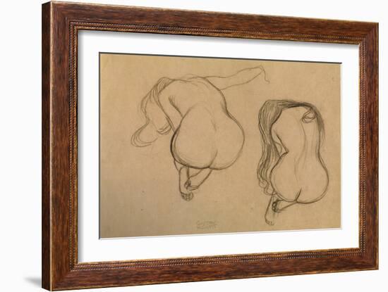 Two Studies of Seated Nude-Gustav Klimt-Framed Giclee Print