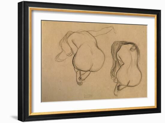 Two Studies of Seated Nude-Gustav Klimt-Framed Giclee Print