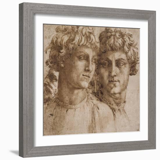 Two Studies of the Head of a Youth, C.1550-Baccio Bandinelli-Framed Giclee Print