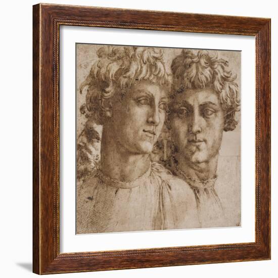 Two Studies of the Head of a Youth, C.1550-Baccio Bandinelli-Framed Giclee Print