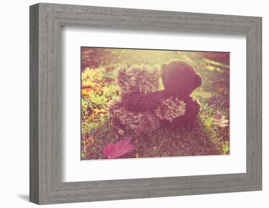 Two Stuffed Bears Hugging. Instagram Effect-soupstock-Framed Photographic Print