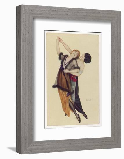 Two Stylishly Dressed Ladies Dance the Tango Stylishly Together-null-Framed Photographic Print