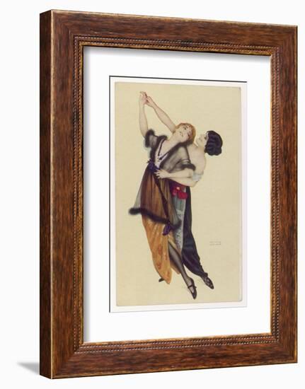 Two Stylishly Dressed Ladies Dance the Tango Stylishly Together-null-Framed Photographic Print