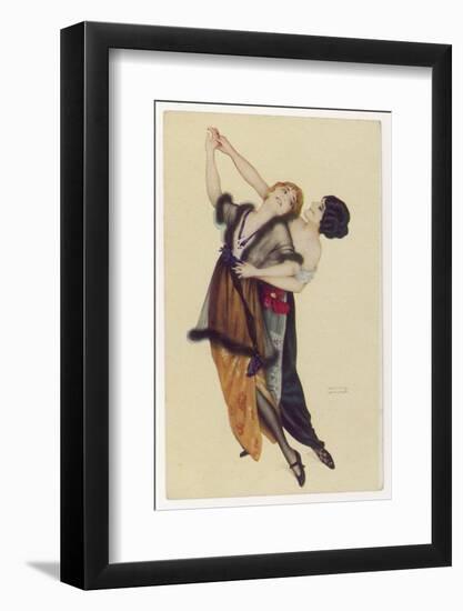 Two Stylishly Dressed Ladies Dance the Tango Stylishly Together-null-Framed Photographic Print