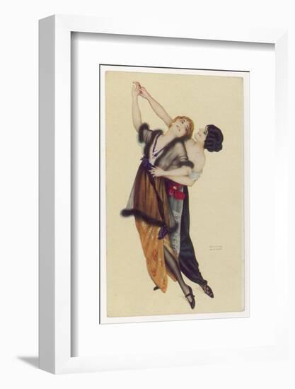 Two Stylishly Dressed Ladies Dance the Tango Stylishly Together-null-Framed Photographic Print