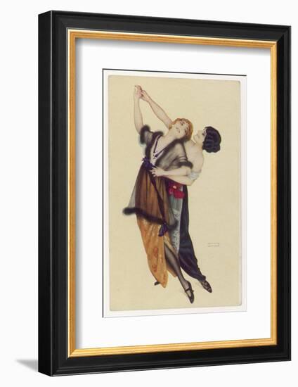 Two Stylishly Dressed Ladies Dance the Tango Stylishly Together-null-Framed Photographic Print