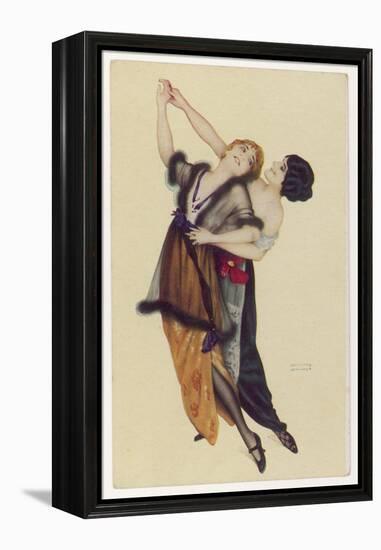 Two Stylishly Dressed Ladies Dance the Tango Stylishly Together-null-Framed Premier Image Canvas