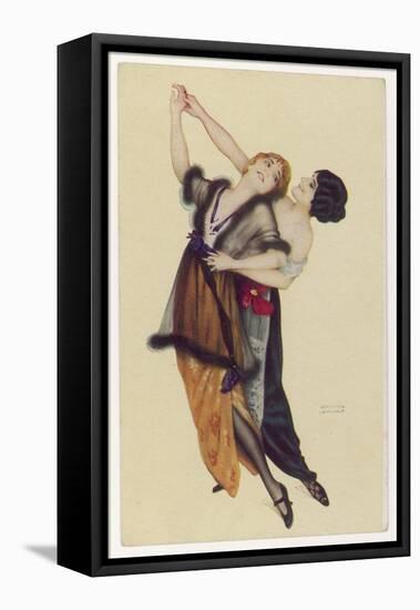 Two Stylishly Dressed Ladies Dance the Tango Stylishly Together-null-Framed Premier Image Canvas