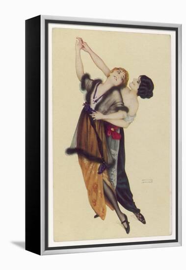 Two Stylishly Dressed Ladies Dance the Tango Stylishly Together-null-Framed Premier Image Canvas