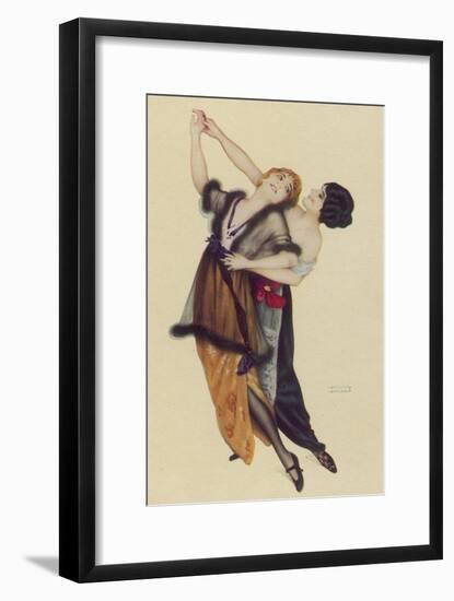 Two Stylishly Dressed Ladies Dance the Tango Stylishly Together-Ernst Ludwig Kirchner-Framed Art Print