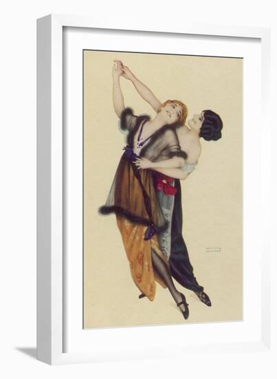 Two Stylishly Dressed Ladies Dance the Tango Stylishly Together-Ernst Ludwig Kirchner-Framed Art Print