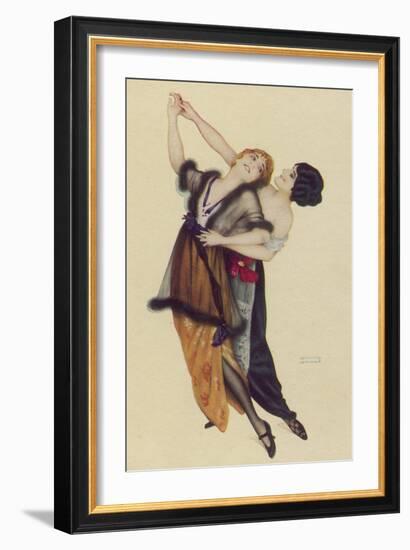 Two Stylishly Dressed Ladies Dance the Tango Stylishly Together-Ernst Ludwig Kirchner-Framed Art Print