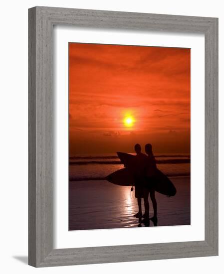 Two Surfers Calling it a Day, Kuta Beach, Bali, Indonesia, Southeast Asia, Asia-Richard Maschmeyer-Framed Photographic Print