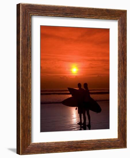 Two Surfers Calling it a Day, Kuta Beach, Bali, Indonesia, Southeast Asia, Asia-Richard Maschmeyer-Framed Photographic Print