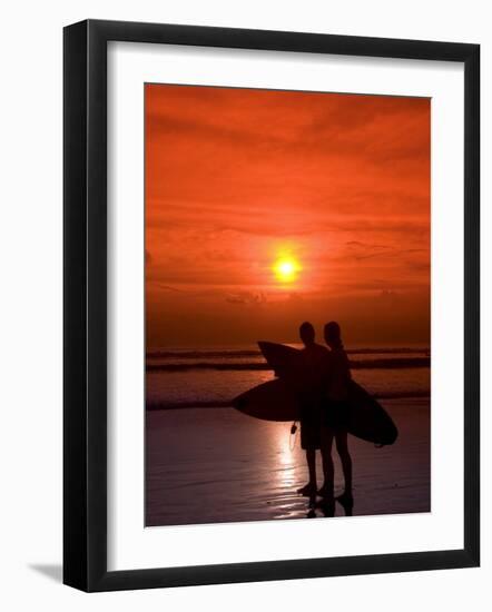 Two Surfers Calling it a Day, Kuta Beach, Bali, Indonesia, Southeast Asia, Asia-Richard Maschmeyer-Framed Photographic Print