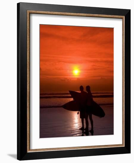 Two Surfers Calling it a Day, Kuta Beach, Bali, Indonesia, Southeast Asia, Asia-Richard Maschmeyer-Framed Photographic Print