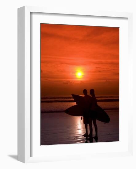 Two Surfers Calling it a Day, Kuta Beach, Bali, Indonesia, Southeast Asia, Asia-Richard Maschmeyer-Framed Photographic Print