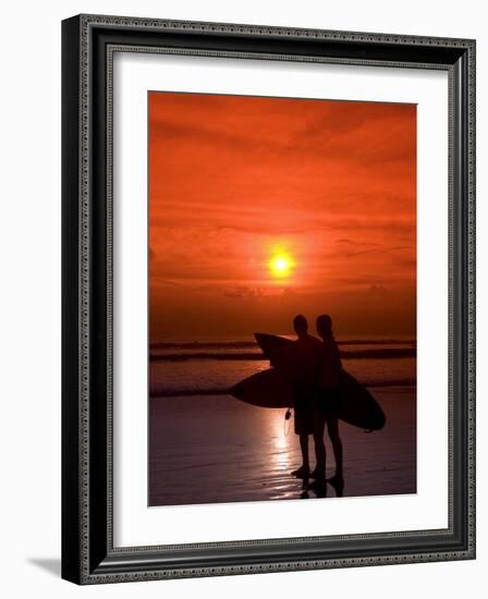 Two Surfers Calling it a Day, Kuta Beach, Bali, Indonesia, Southeast Asia, Asia-Richard Maschmeyer-Framed Photographic Print