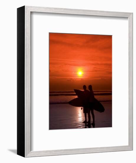 Two Surfers Calling it a Day, Kuta Beach, Bali, Indonesia, Southeast Asia, Asia-Richard Maschmeyer-Framed Photographic Print