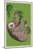 Two Toed Sloth - Letterpress-Lantern Press-Mounted Art Print