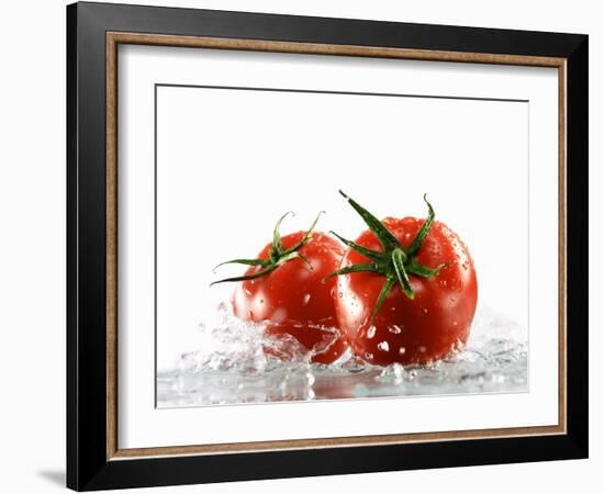 Two Tomatoes Surrounded with Water-Michael Löffler-Framed Photographic Print