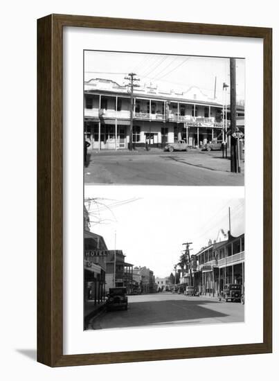 Two Town Views, Main Streets - Jamestown, CA-Lantern Press-Framed Art Print