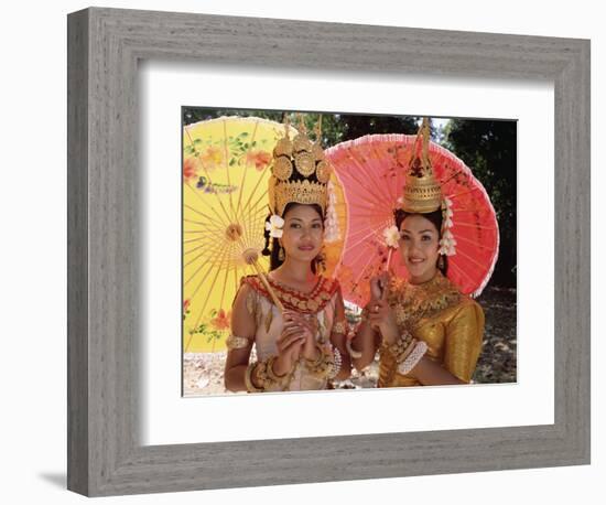 Two Traditional Cambodian Apsara Dancers, Siem Reap Province, Cambodia-Gavin Hellier-Framed Premium Photographic Print
