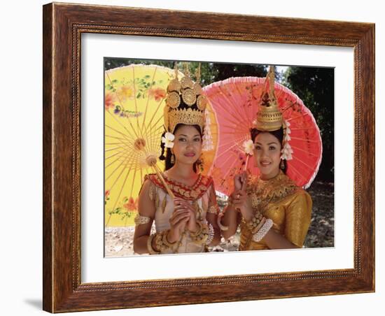 Two Traditional Cambodian Apsara Dancers, Siem Reap Province, Cambodia-Gavin Hellier-Framed Photographic Print