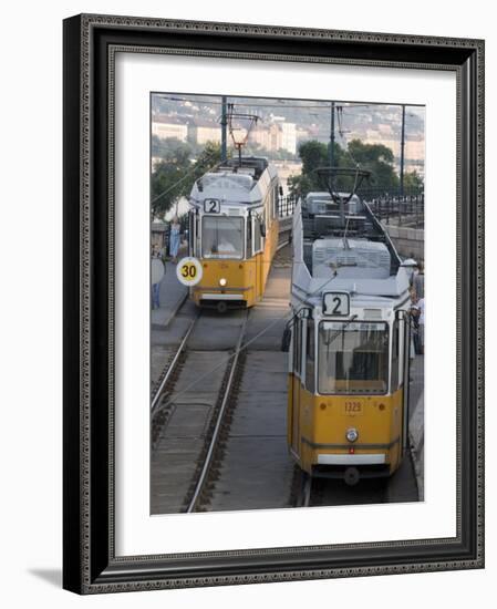 Two Trams in Budapest, Hungary, Europe-Martin Child-Framed Photographic Print