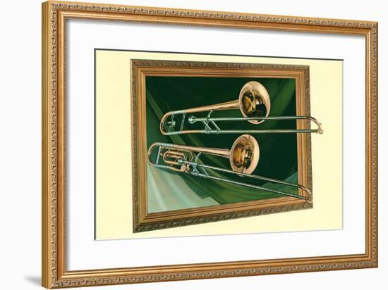 Two Trombones in Frame-null-Framed Art Print