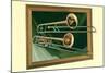 Two Trombones in Frame-null-Mounted Art Print