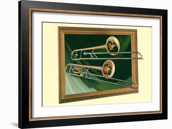 Two Trombones in Frame-null-Framed Art Print