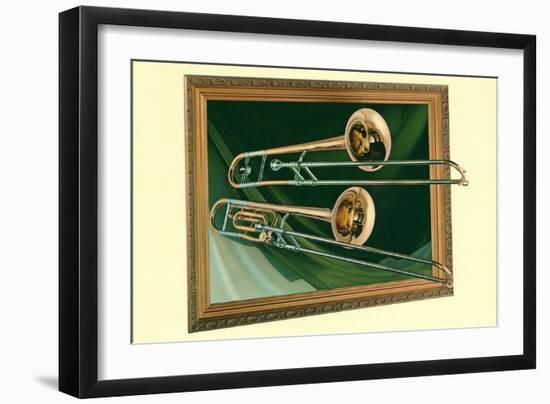 Two Trombones in Frame-null-Framed Art Print