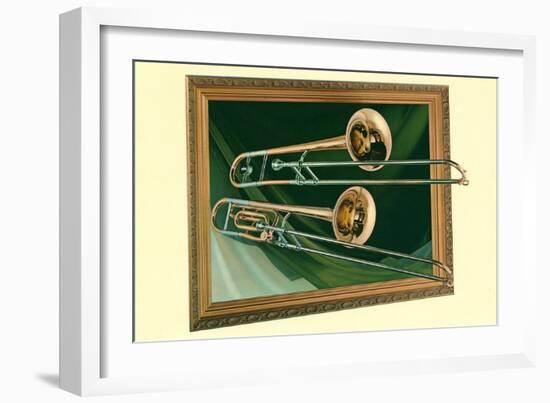 Two Trombones in Frame-null-Framed Art Print