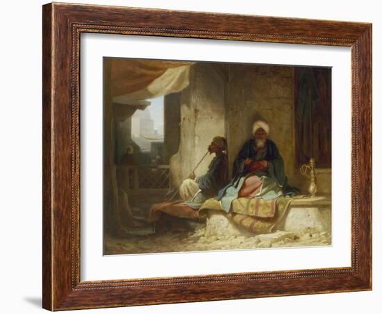 Two Turks in a coffee house-Carl Spitzweg-Framed Giclee Print