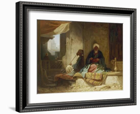 Two Turks in a coffee house-Carl Spitzweg-Framed Giclee Print